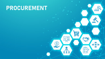 Procurement management banner web icon vector illustration concept with icon of operational management, strategy, structure, people, governance, process, technology and performance.