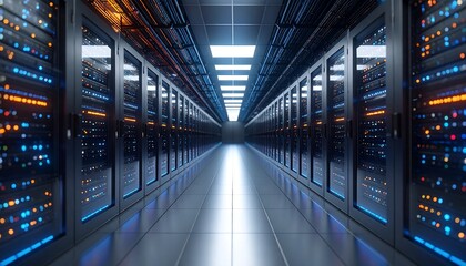 Server room, illuminated pathway