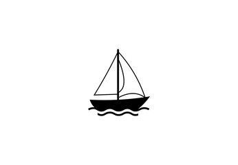 Vector illustration of a sailing ship in a minimalist style on a white background for a logo	