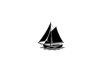 Vector illustration of a sailing ship in a minimalist style on a white background for a logo