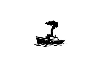 Vector illustration of a steamship in a minimalistic style on a white background for a logo