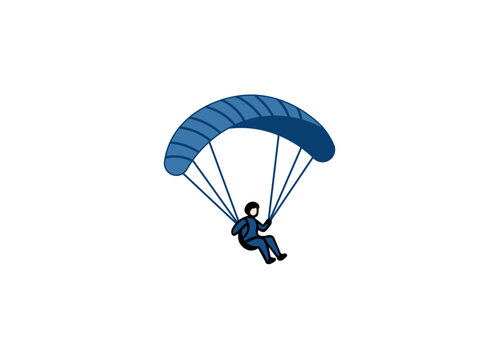 Vector illustration of a cartoon parachutist soaring in the air
