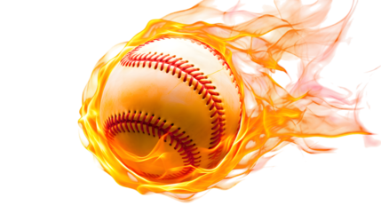 Baseball on fire hot baseball fire baseball flaming baseball fast baseball game on transparent background