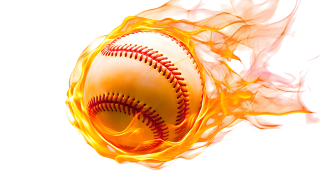Baseball on fire hot baseball fire baseball flaming baseball fast baseball game on transparent background