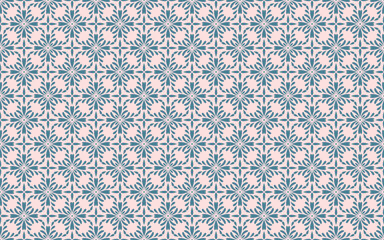 Geometric floral seamless pattern. Simple background in Mediterranean style inspired by majolica for home decor, ceramic tiles, textiles, or decorative paper