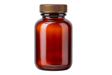 Amber glass bottle isolated on transparent background