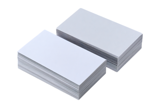 Two stacks of blank cards isolated on transparent background