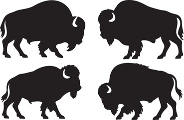 buffalo silhouette vector illustration of wild animal on white background