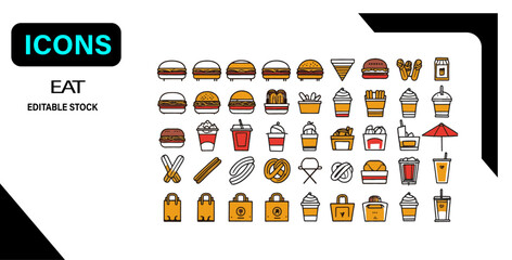 Food & Restaurant Line Icons – Editable Vector Set









