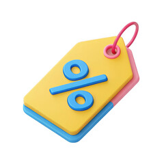 Discount tag with percent symbol isolated on transparent background