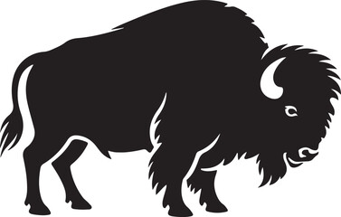 buffalo silhouette vector illustration of wild animal on white background