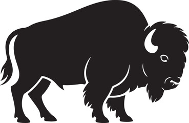 buffalo silhouette vector illustration of wild animal on white background