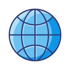 globe icon on white,Blue Globe Vector Icon