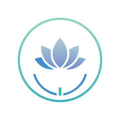 Obraz premium Blue Lotus Vector Icon in Blue Circle