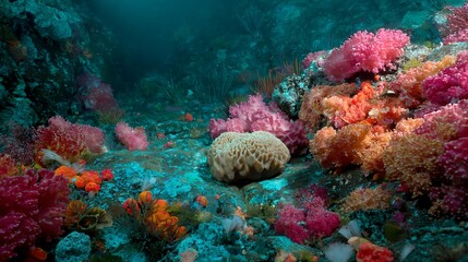 Vibrant coral reef scene with colorful aquatic life, perfect for nature enthusiasts and marine projects