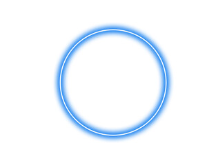 Glowing blue neon circle on a black background