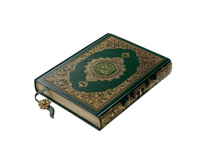Fototapeta premium Quran with prayer beads on book stand transparent background&nbsp;on&nbsp;png