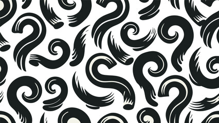 Black and white abstract swirling brush stroke pattern