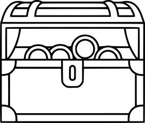 Minimalist treasure chest icon with coins
