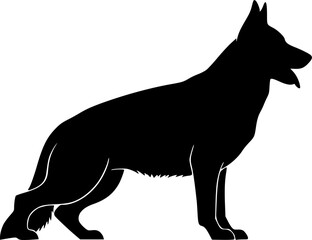 German shepherd dog breed black silhouette logo set
