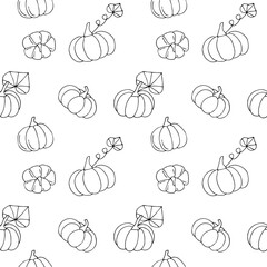Pumpkin seamless pattern, vector illustration, hand drawing