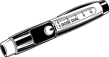 Diabetes insulin pen with dose dial icon
