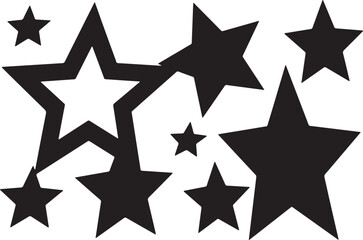 Obraz premium Cluster of black and white stars isolated on transparent background