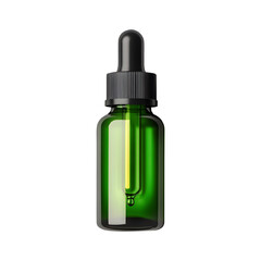 Fototapeta premium Green glass bottle with dropper for skincare cosmetic products mockup isolated on white