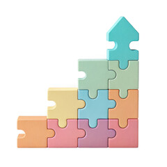 Obraz premium Puzzle pieces forming a growth chart isolated on transparent background