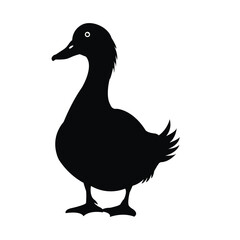 Duck silhouette vector icon. Simple black illustration of a farm bird or waterfowl,  Symbol for nature, poultry, and wildlife.