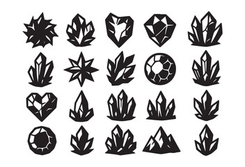 Crystal Badges and Emblems Collection Decorative Mineral Gemstone Icons