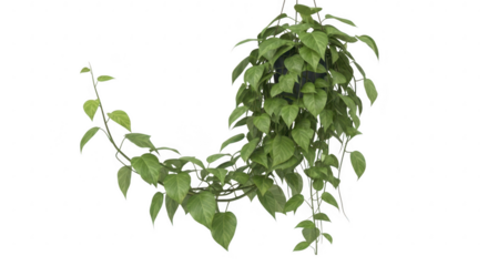 A hanging ivy plant with green leaves isolated on transparent background