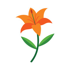 Tiger lily spotted tropical flower with dramatic petal patterns Vector illustration on white background.