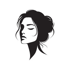 Beautiful girl face silhouette. Vector illustration on white background.
