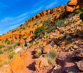 Female Hiker on The Mansard Trail, Kanab, Utah, USA