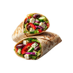 Delicious Greek Salad Wrap with Feta Cheese and Kidney Beans