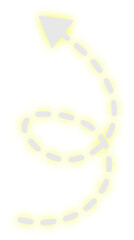 Glowing Yellow Dashed Spiral Arrow, arrow