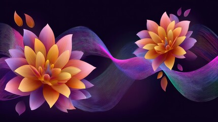 Vibrant floral design with flowing lines.