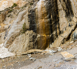 Small Waterfall Cascading Over Limestone Cliffs at Mary Jane Falls, Spring Mountains National Recreation Area, Nevada, USA
