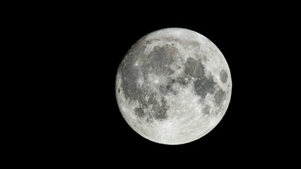 Big Full Moon Rising Or Moving Through Warm Air In The Night Sky At Summer. Scientific Concept