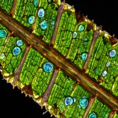 Close-up of plant leaf cross-section