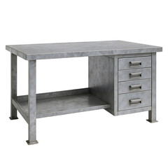Stylish industrial metal desk with drawers, perfect for a modern workspace or studio.