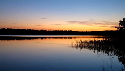 Obraz premium Tranquil lake sunset