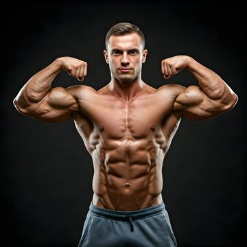 A muscular man striking a double biceps pose.jpg