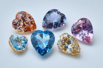 Fototapeta premium Preciou Beautiful Precious Gemstones for Jewelry on Light Background