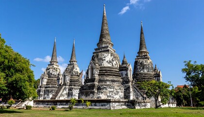 Fototapeta premium Ancient stone pagodas under a clear sky