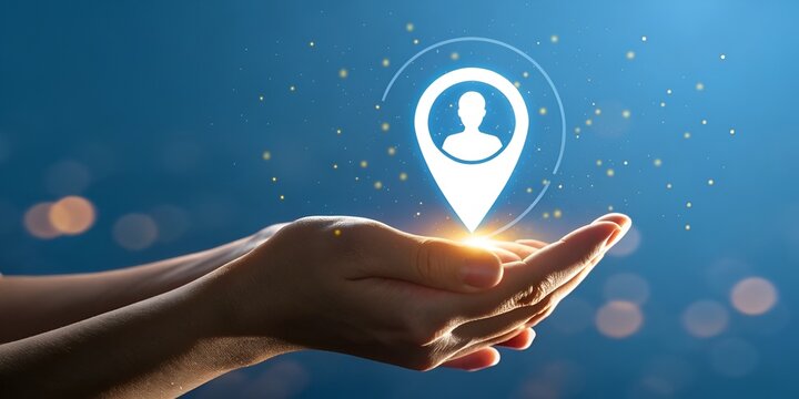 Person Location Pin in Hands for Recruitment Talent Acquisition Human Resources and Finding the Right Candidate