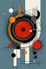 Obraz premium Dynamic Abstract Circles and Lines Composition in Bold Colors