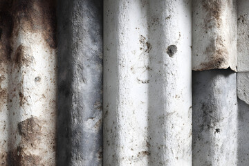 Fototapeta premium white silver grey gray Corrugated metal texture surface of fence wall. Warehouse Exterior Silver Building Wall Texture Background, Construction Material Backdrop Design White Aluminum Corrugated Metal