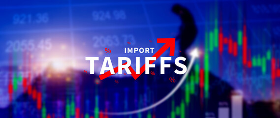 Import tariffs increase concept, Government import tax to boost economy, Industrial growth tax, Trade import tax increase, Trade war policy for development